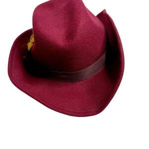 Lancaster vintage burgundy wide brim fedora wool hat